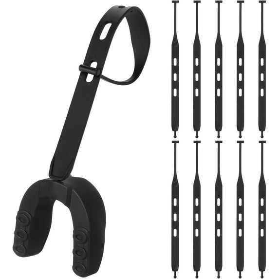 Lsupdaol 10 Pcs Football Tether for Mouth Guard Strap Only Universal Rugby Mouth Guard Replacement Strap Football Black Mouthguard Tether for Youth Sports Boxing Taekwondo Hockey Basketball