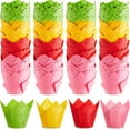 thumbnail image 1 of Lsupdaol 100 Pcs Jumbo Muffin Liners for Baking 2-1/4" x 4" Large Tulip Cupcake Liners Greaseproof Cupcake Wrapper Paper for Weddings Birthday Christmas Anniversaries Party (Green,Red,Yellow,Pink), 1 of 13