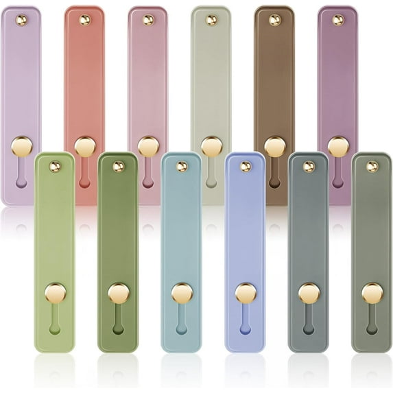Lsupdaol 12 Pcs Phone Grip Strap Telescopic Finger Strap Bracket Portable Phone Finger Kickstand Handle Grip Holder(Morandi Colors)