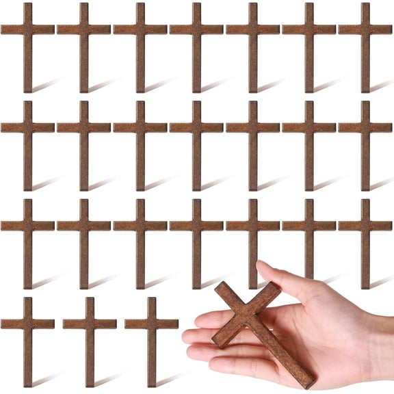 Lsupdaol 12 Pcs Solid Wooden Hand Crosses Bulk 4.72 x 2.76 Inch Pocket Wooden Holding Hand Comfort Crosses for Religious Christian Gift Craft & Art, Pray, Easter, Church, Communion