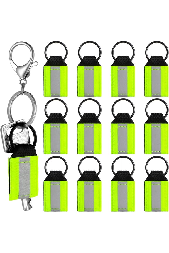 12 Pieces Reflective Zipper Pulls Nylon Keychain Tags, Bright Tags for First Aid Bag Backpack Pendant for Kids Adults Dog Collar Zippers Decorations
