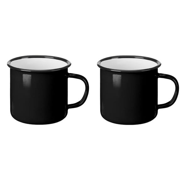 Lsupdaol 2 Pack Enamel Camping Mugs 12 oz Coffee Mugs with Handle Portable Camp Drinking Cups Bulk Vintage Metal Cups for Home Office Party Supplies