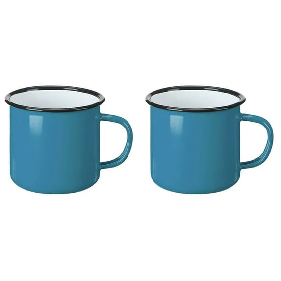 Lsupdaol 2 Pack Enamel Camping Mugs 12 oz Coffee Mugs with Handle Portable Camp Drinking Cups Bulk Vintage Metal Cups for Home Office Party Supplies