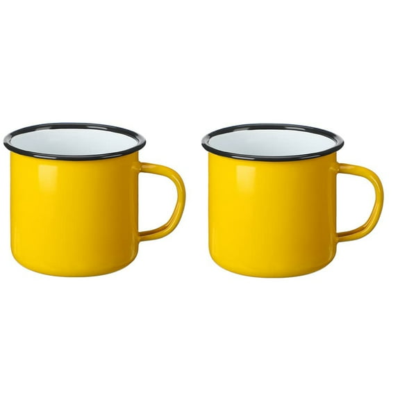 Lsupdaol 2 Pack Enamel Camping Mugs 12 oz Coffee Mugs with Handle Portable Camp Drinking Cups Bulk Vintage Metal Cups for Home Office Party Supplies