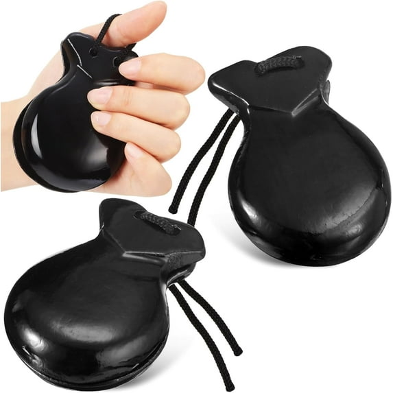 Lsupdaol 2 Pack Spanish Castanets Flamenco with String Traditional Wood Hand Percussion Castanets for Adults Music Instrument Spain Souvenir Gift, 1 Pair