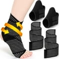 thumbnail image 1 of Lsupdaol 2 Pairs Kid's Ankle Support Brace Elastic Ankle Compression Sleeve Neoprene Wraps Adjustable Sports Foot Brace Protector Breathable Calf Ligament Compression Bandage(Black), 1 of 6