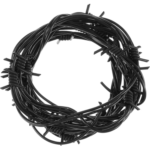 Lsupdaol 2 Pcs 32.8 Foot Fake Rusted Barbed Wire Decoration Halloween Plastic Faux Barb Wire Prop Western Decor for Cowboy Christmas Party (Black)