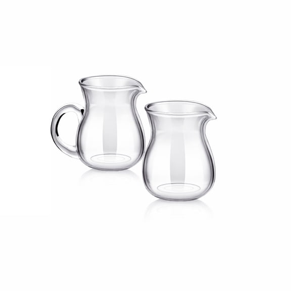 Lsupdaol 2 Pcs Glass Creamer Pitcher Transparent Milk Pourer Mini Milk Pitcher Small Glass Pitcher Mini Carafe Coffee Mug Coffee Pot Creamer Pitcher for Milk Coffee Tea Syrup (Normal, 4 oz)