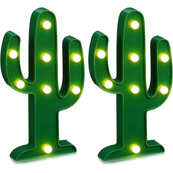 Lsupdaol 2 Pcs LED Night Light LED Cactus Light Mexican Party Decorations Cinco De Mayo Decorations Cute Lamp for Table Room Bedroom Party Decoration Home(10 x 5.71 Inch)