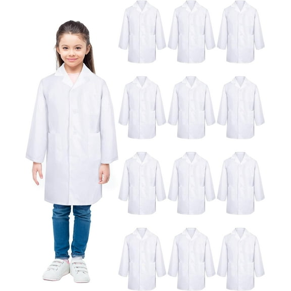 Lsupdaol 2 Pcs Unisex Kids Lab Coat Bulk Soft Kids Scrubs White Doctor Coat Scientist Halloween Costume for Boys and Girls