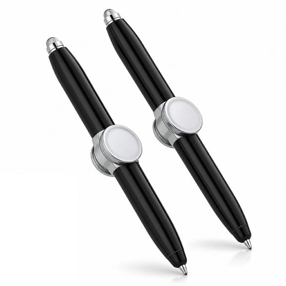 Lsupdaol 2 Pcs LED Fidget Spinning Pen Multi Functional Ballpoint Pen Black