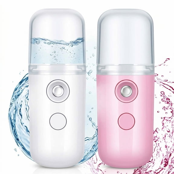 Lsupdaol Mini Portable USB Rechargeable Battery Nano Facial Mister, Pink and White, 2 Count