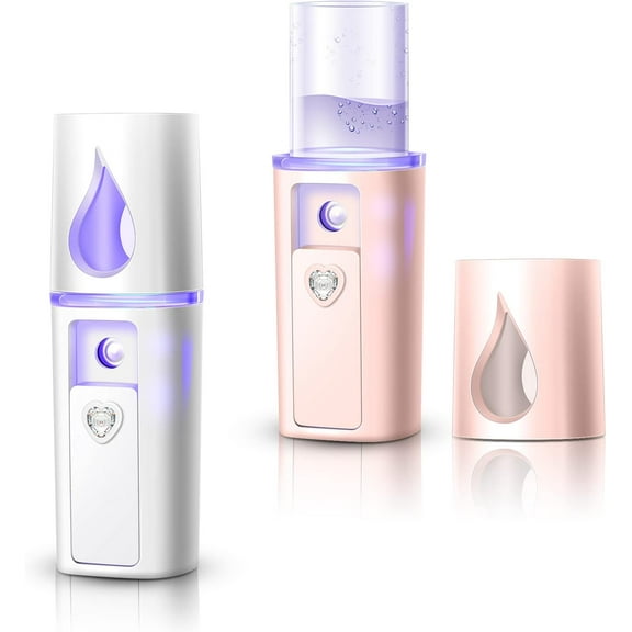 Lsupdaol 2 Sets Handheld Portable Diffuser - USB Rechargeable Personal Aromatherapy for Car, Desk, Travel, Pocket Mini Essential Diffuser, White and Pink