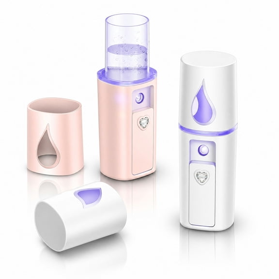 Lsupdaol 2 Sets USB Rechargeable Portable Mini Aromatherapy Diffuser White Pink for Car Travel