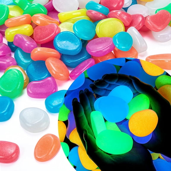 Lsupdaol 20 Pcs Glow in The Dark Rocks Glow in The Dark Pebbles Outdoor Fish Tank Rocks Aquarium Gravel Luminous Stones for Walkway Succulent Plant Halloween Decor(1.8 Inch,Multicolor)