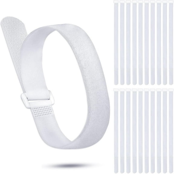 Lsupdaol 20 Pcs Reusable Fastening Cable Straps and Cable Ties Set Adjustable Multi-Purpose Hook and Loop Cord Ties to Keep Cords Organized and Tidy(White,1 x 20")
