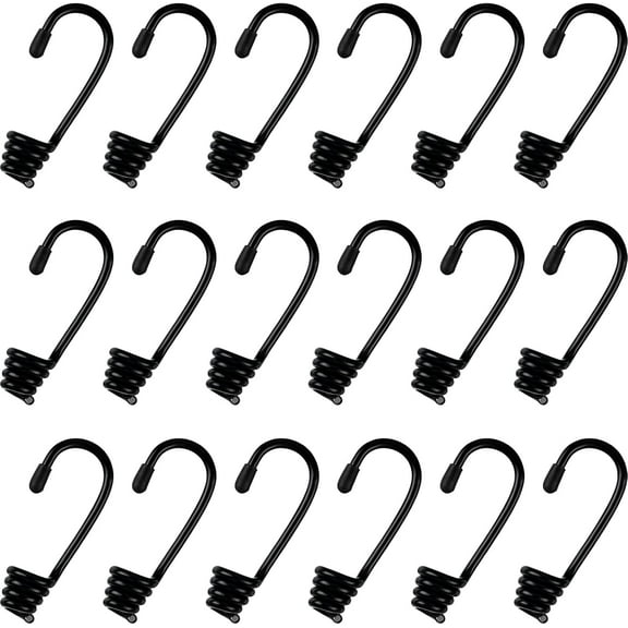Lsupdaol 20 Pieces 1/4 Inch Plastic Coated Bungee Cord Hooks Spiral Shock Cord Hook Wire Bungee Hooks End for Elastic Rope, Boating, Camping, Auto and Outdoor Uses