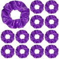 thumbnail image 1 of Lsupdaol 24 Pieces Shiny Metallic Scrunchie Solid Scrunchies Hair Ties Hair Elastics Accessories Elastic Band for Women Gym Dance Cheerleading Softball Volleyball Baseball Team(Purple), 1 of 6