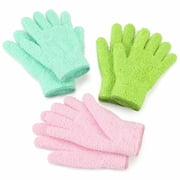 Lsupdaol 3 Pairs Microfiber Plant Dusting Gloves Medium Green Yellow Water Blue Pink for Indoor Plants