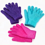 Lsupdaol 3 Pairs Microfiber Plant Dusting Gloves Medium Purple Blue Rose Red for Indoor Plants