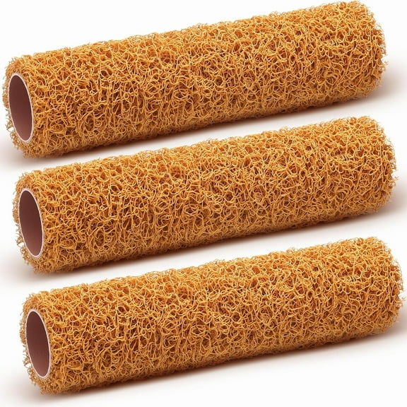 Lsupdaol 3 Pcs 9 Inch Textured Paint Roller Set Small Textured Roller Brown for Painting Walls Popcorn Ceiling Home Improvement Paint Supplies, Tan