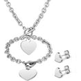 thumbnail image 1 of Lsupdaol 3 Pcs Heart Jewelry Set Heart Pendant Chain Toggle Necklace with Bracelet Earrings Stainless Steel Link Chain for Women Christmas Valentine Gift, 1 of 7
