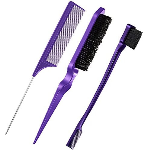 Lsupdaol Compact Plastic 6.9" Synthetic Hair Bristle Brush, Detangling, Purple