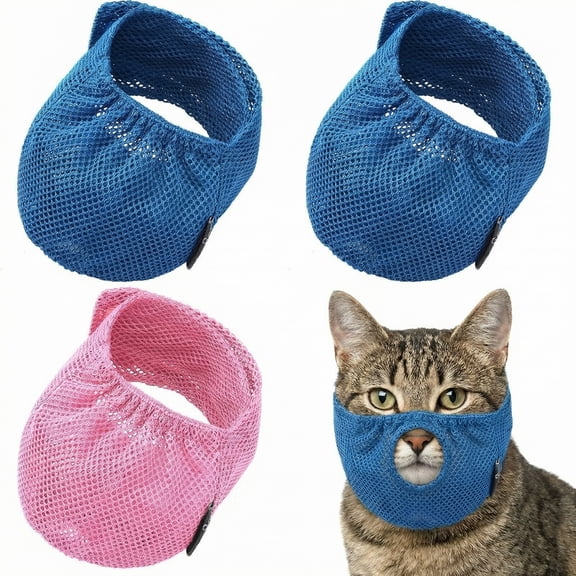 Lsupdaol Nylon Cat Soft Muzzle, Blue, L 3 Piece Set (3 Pack)