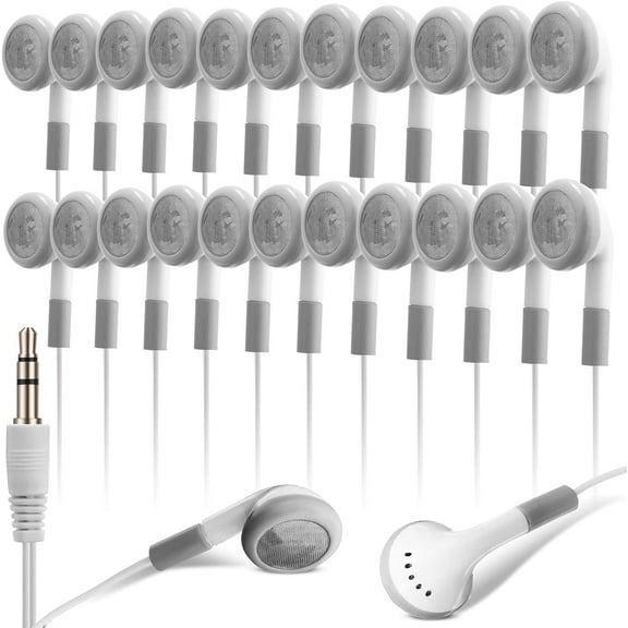 Lsupdaol 30 Pcs Earbuds Bulk for Classroom Wired Ear Buds Bulk Back to School Supplies 3.5mm Earphones Headphones Plug White Ear Buds Bundle for Kids Children Students School Libraries Hospitals