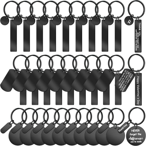 Lsupdaol 30 Pcs Engravable Stainless Steel Keychain Blanks Black Metal Blank for Laser Engraving 2025 DIY Crafts Gifts