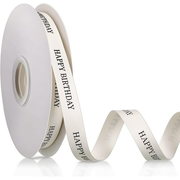 Lsupdaol 30 Yards 5/8 Inch Cotton Ribbon Happy Birthday Ribbon Craft Ribbon Birthday Ribbons for Gift Wrapping for Birthday Gifts Party Supplies Bow Making