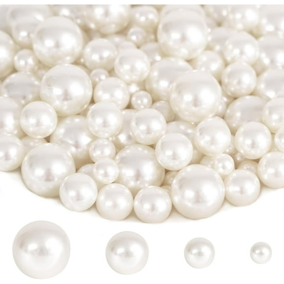 Lsupdaol 300Pcs Pearl Vase Filler, Ivory No Hole Faux Pearl Beads for Centerpieces Vases, Candle Centerpieces, Wedding Birthday Party Home Decor 8/10/14/20mm