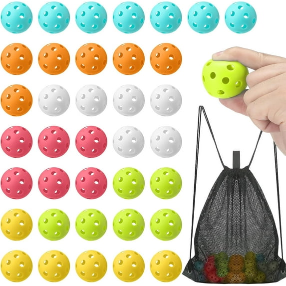 Lsupdaol 36 Pcs Mini Baseball Practice 1.65 Inch Small Baseball Training Balls Plastic Lightweight Hollow Softballs with a Drawstring Bag for Hitting Batting Training Indoor Outdoor Use