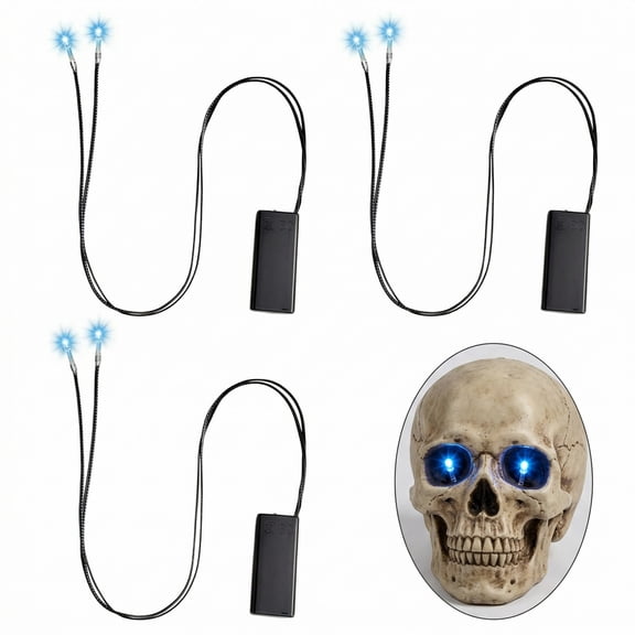Lsupdaol 4 Pack Halloween LED Glowing Light Up Eyes, 24'' Glowing Eyes Lights for Halloween Costume Cosplay, Masks, Skulls, Skeletons and Props, Operated, Steady ON/Flashing Optional (Blue)