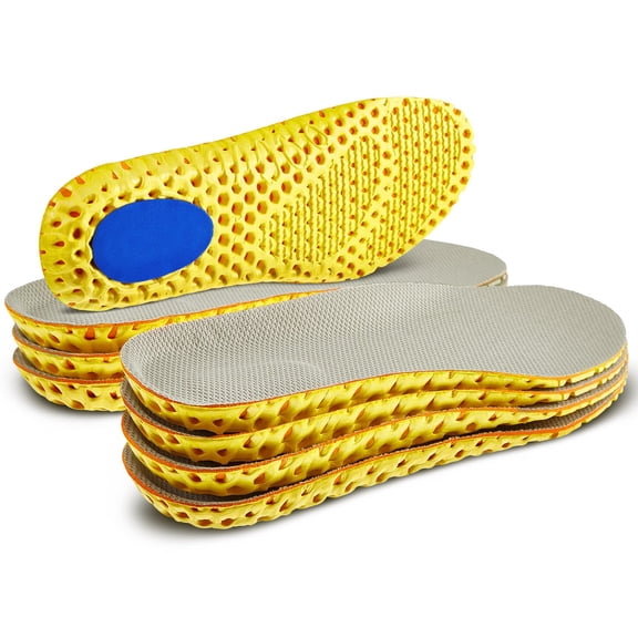 Lsupdaol 4 Pairs Shoe Inserts for Men Women Memory Foam Insoles Shock Absorbing Breathable Replacement Insoles for Work Boots Running Sports Shoes Boots(Men Us 8-12,Beige)