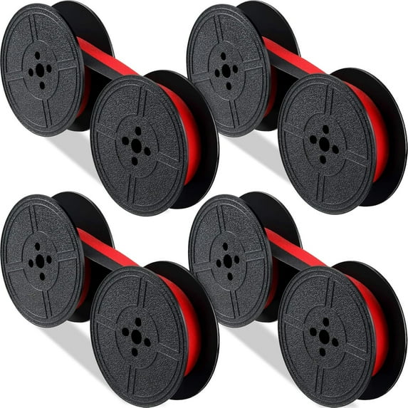 Lsupdaol 4 Pairs Universal Typewriter Ribbon Twin Spool Ribbon Twin Spool Replacement Pack for Most Typewriter (Red,Black)