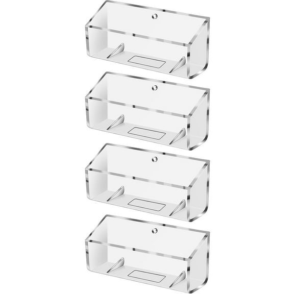 Lsupdaol 4 Pcs Business Card Holder Wall Mount Clear Acrylic Display Stand for Office Desk Fits Standard Size Business Cards - Plastic Support Parts Need to Be Assembled at the Bottom