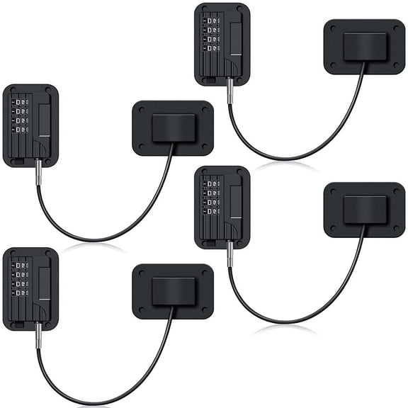 Lsupdaol 4 Pcs Refrigerator Locks, Cabinet Locks with Combination, Heavy Duty Fridge Lock with 4 Digit Code for Kids Adults, Child Proof Fridge Lock, Drawers, Closets, Windows, Easy Install