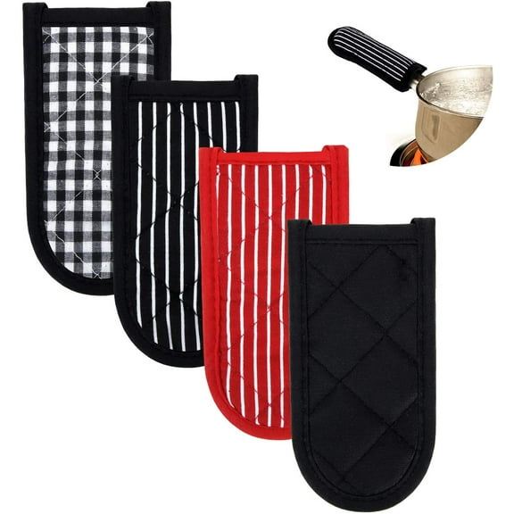 Lsupdaol 4 Pieces Pan Handle Covers Heat Resistant, Hot Handle Holders Non Slip Pan Sleeves Cast Iron Skillet Holder Covers for Home Kitchen Cooking Tools(Eye-catching Styles)