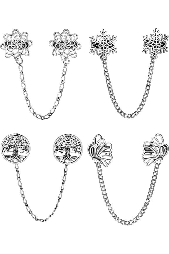 4 Pieces Vintage Sweater Shawl Clips Retro Cardigan Collar Clips Dress Shirt Brooch for Women Wearing