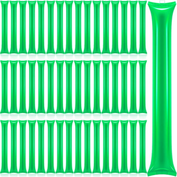 Lsupdaol 48 Pcs Christmas Thunder Stick Team Spirit Boom Stick Cheering Stick Plastic Cheerleading Spirit Stick Clapper Inflatable Noise Maker Sports Supply(Green)