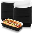 thumbnail image 1 of Lsupdaol 50 Pcs 7" Paper Hot Dog Trays Disposable Paper Food Nacho Boats Hot Dog Holders food Plates Disposable Serving Trays for Carnivals, Parties, Dinner, Cookouts(Black), 1 of 6