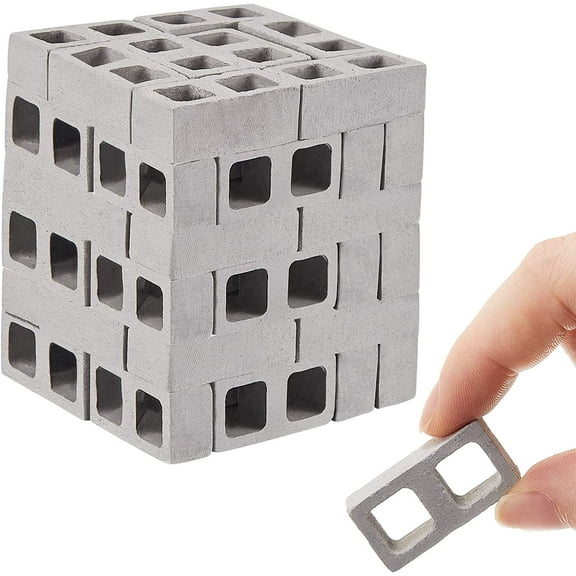 Lsupdaol 50 Pcs Miniature 1/12 Scale Mini Bricks Concrete Tiny Dollhouse Accessories for Kitchen Garden Landscaping Model Architect Buildings DIY Construction Office Desk Toys Supplies (Gray-Square)