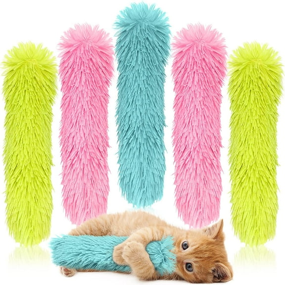 Lsupdaol 6 Pcs Cat Catnip Toy Interactive Cat Kicker Toy Soft Plush Kitten Pillow Stick Kitten Chasing Chewing Exercising Catnip Filled Plaything for Puppy Indoor Pet(10.6 Inch)
