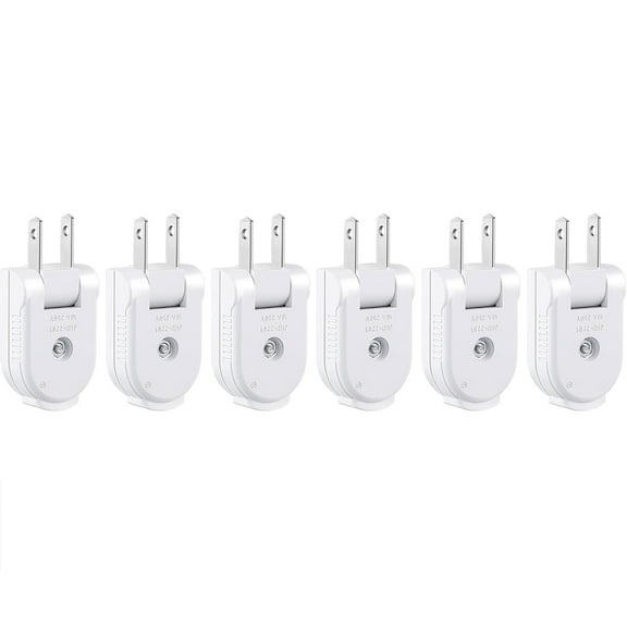 Lsupdaol 6 Pcs Extension Cord Replacement Plug 2 Prong 250V 10A Rotatable Electric Male Lamp Plugs for Small Appliances Strips DIY Craft Projects (White)