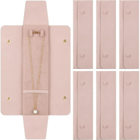 Lsupdaol 6 Pcs Necklace Travel Case No Tangle Necklace Pouch Travel Jewelry Organizer Bridesmaid Gifts for Wedding Christmas Microfiber Jewelry Pouch Storage Bag for Women