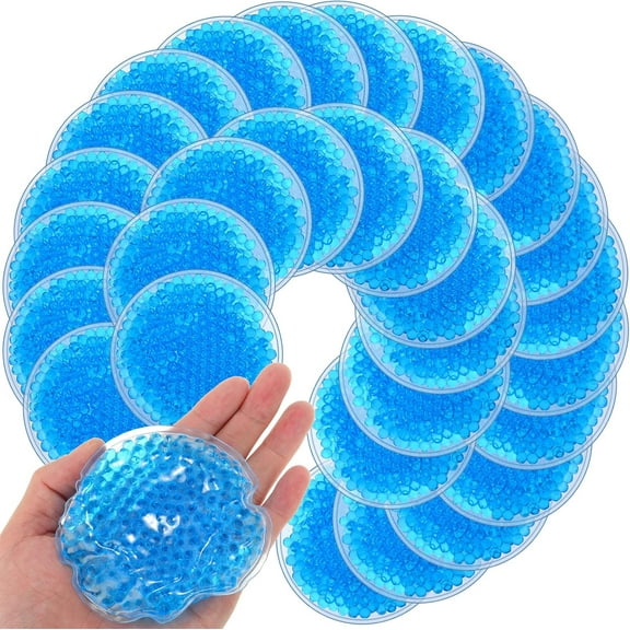 Lsupdaol 6 Pieces Boo Boo Ice Pack Reusable Cold Packs Round Small Ice Packs for Bump Wisdom Teeth Breastfeeding Tired Eyes Dark Circles Face Pain Relief(Blue)