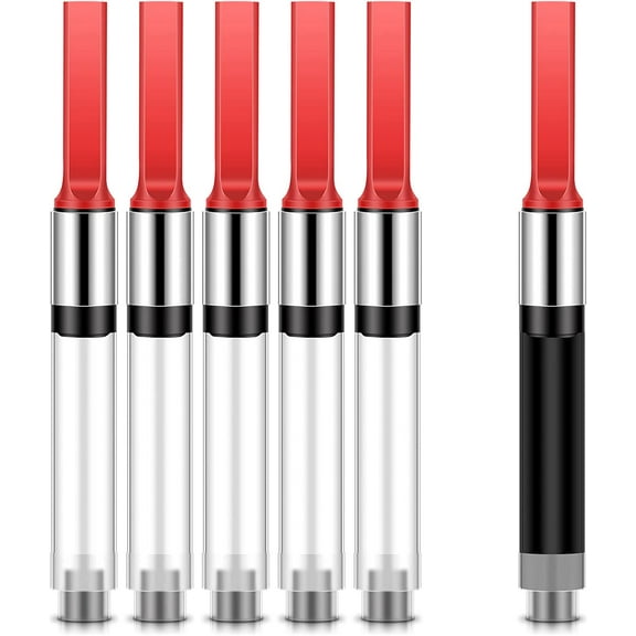 Lsupdaol 6 Pieces Universal Fountain Pen Ink Converter International Fountain Pen Ink Cartridge Converter (Red)