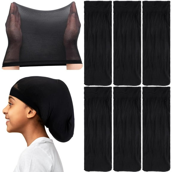 Lsupdaol 8 Pcs Kids Stocking Dreadlocks Cap Curly Hair Sleeping Long Hair Stretchy Long Braids Skull Lightweight Comfortable Sleeping Stocking Cap for Kids Boys Girls Black