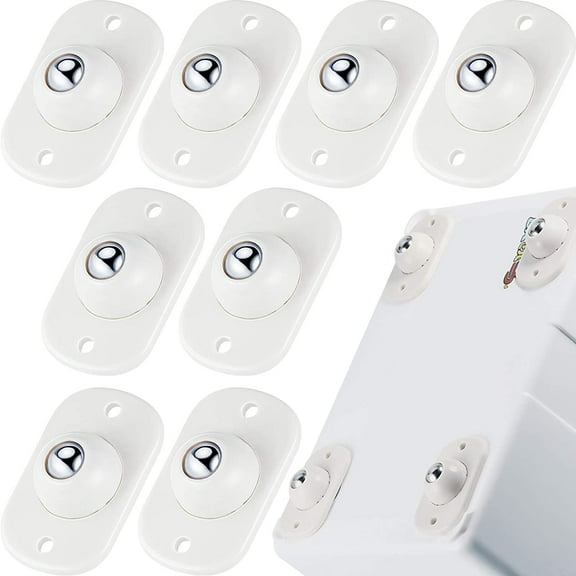 Lsupdaol 8 Pcs Self Adhesive Caster Wheels Appliance Rollers Appliance Sliders for Kitchen 360° Swivel Universal Wheel Mini Small Kitchen (White with 1 Steel Ball Style)